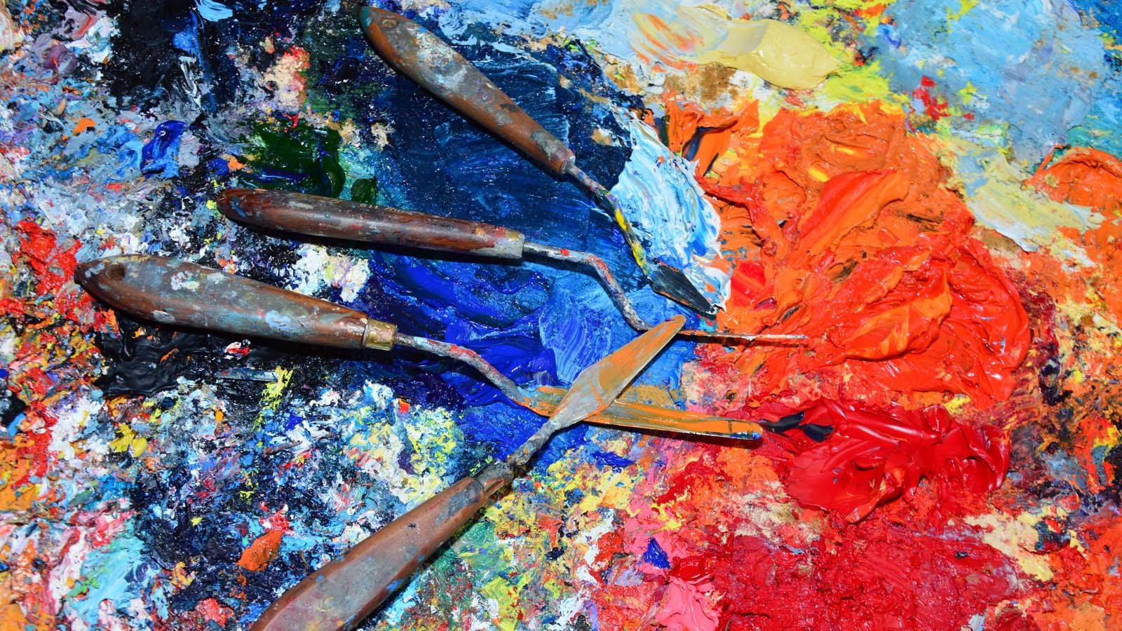 A palette with acrylic paint